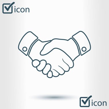 El sıkışma işareti simgesi. Başarılı iş sembolü. Düz tasarım stili.