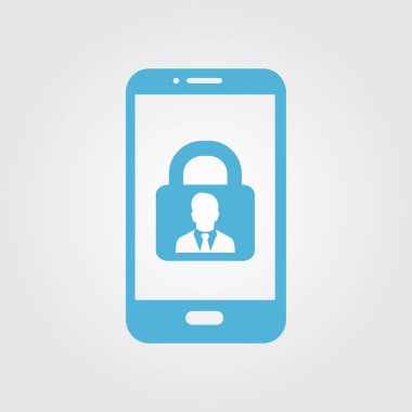 Internet güvenlik kavramı simgesi, kimlik ve koruma sembol telefon ekranında, vektör çizim 