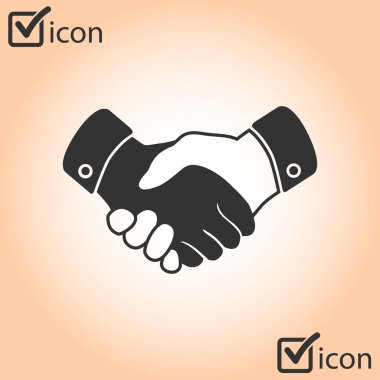 El sıkışma işareti simgesi. Başarılı iş sembolü. Düz tasarım stili.