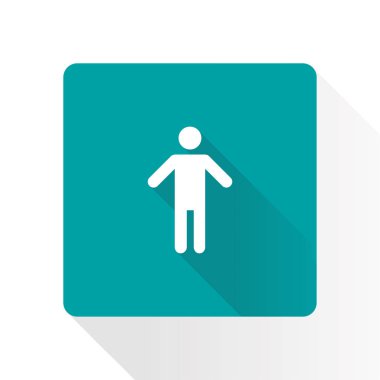 İnsan erkek işaret simgesi. Erkek Sembolü. Erkekler tuvaleti. Düz stil. EPS 10.