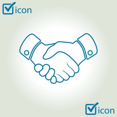 El sıkışma işareti simgesi. Başarılı iş sembolü. Düz tasarım stili.