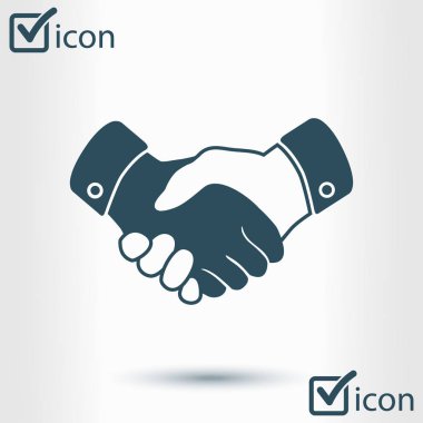 El sıkışma işareti simgesi. Başarılı iş sembolü. Düz tasarım stili.