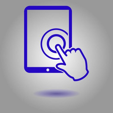 Değmek perde tablet Pc işareti simgesi. El işaretçi simgesi. 
