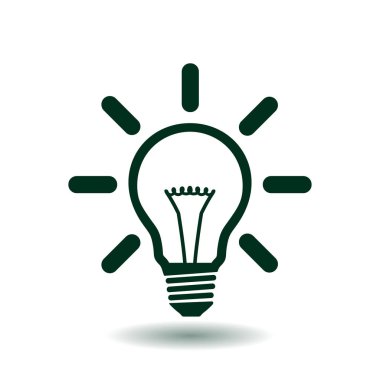 Işık lamba işareti simgesi. Fikir ampul simgesi.