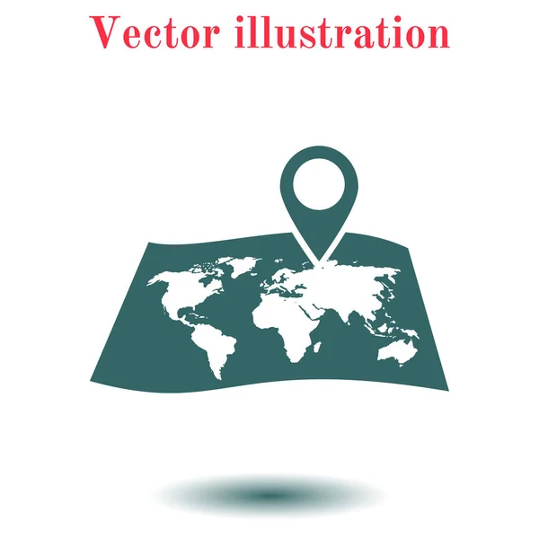 Karte Mit Einem Pin Symbol Kartennavigation Simbol — Stockvektor