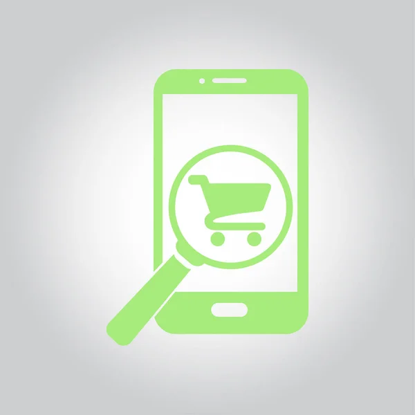 Glas Zoekt Shoping Slimme Telefoon Online Shoping Pictogram — Stockvector