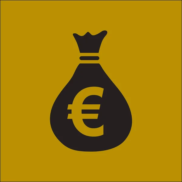 Icono Bolsa Dinero Euro Eur Símbolo Moneda Estilo Diseño Plano — Vector de stock