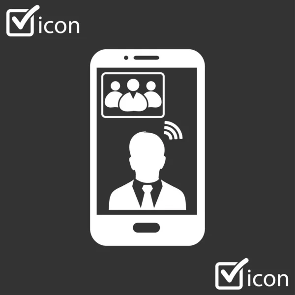 Online Konference Chytrého Telefonu Ikonu — Stockový vektor