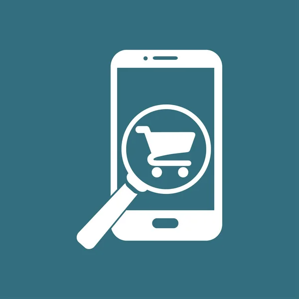 Glas Zoekt Shoping Slimme Telefoon Online Shoping Pictogram — Stockvector