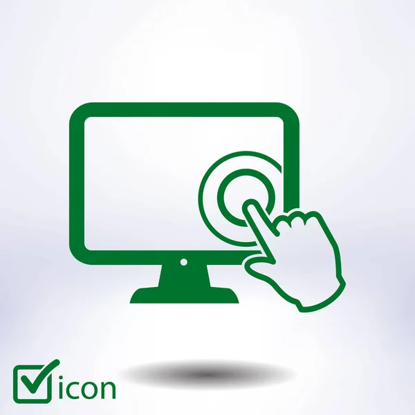 Sentuh Layar Monitor Icon Hand Simbol Penunjuk - Stok Vektor