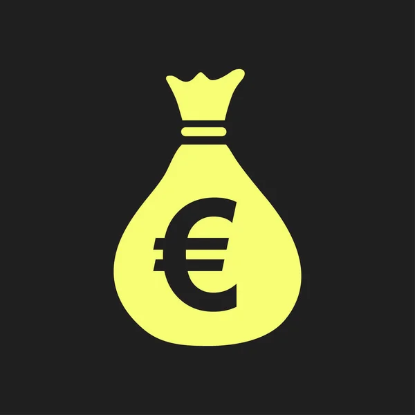 Para Çantası Ikonu Euro Para Birimi Sembolü Düz Tasarım Tarzı — Stok Vektör