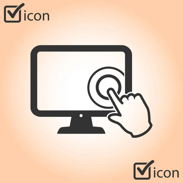 Sentuh Layar Monitor Icon Hand Simbol Penunjuk - Stok Vektor