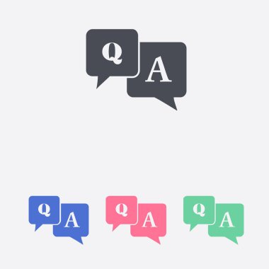 Soru cevap simgesi. Q&A işareti simgesi. Konuşma balonları ile soru ve cevap.