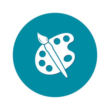 Boya fırça paleti simgesi ile. Düz tasarım stili.