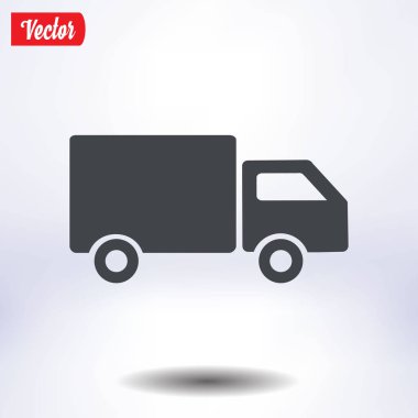 Teslimat kamyonu işareti simgesi. Kargo van sembolü. Sevk irsaliyelerini ve ücretsiz teslim. Düz stil. Vektör Eps 10.