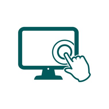 Ekran monitör simgeye dokunun. El işaretçi simgesi.