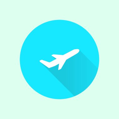 Uçak uçuş biletleri hava sinek seyahat kalkış siluet öğesi. Uçak sembolü. Seyahat etmek simge. Düz tasarım. EPS 10.