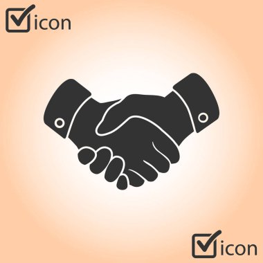 El sıkışma işareti simgesi. Başarılı iş sembolü. Düz tasarım stili.