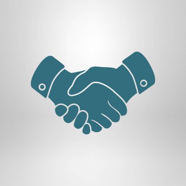 El sıkışma işareti simgesi. Başarılı iş sembolü. Düz tasarım stili.