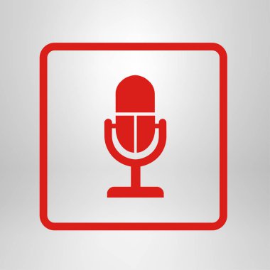 Mikrofon simgesi. Sözcü sembolü. Canlı müzik işareti. Düz tasarım tarzı. Vektör EPS 10.