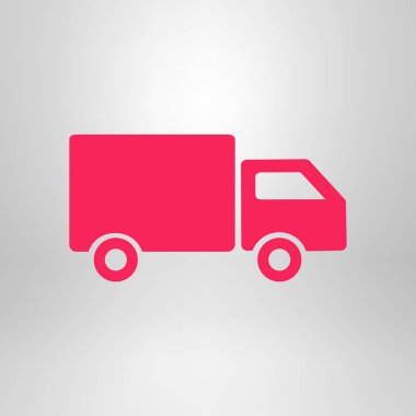 Teslimat kamyonu işareti simgesi. Kargo van sembolü. Sevk irsaliyelerini ve ücretsiz teslim. Düz stil. Vektör Eps 10.