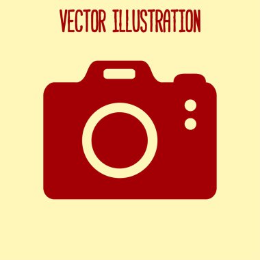 Fotoğraf makinesi simgesi. DSLR kamera simgesi. Dijital kamera. Düz tasarım biçimi. 