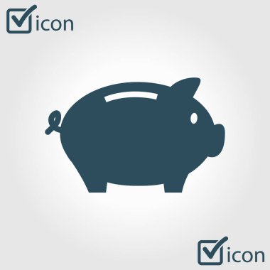 Kumbara simgesi. Servet ekibimizi. Düz tasarım.