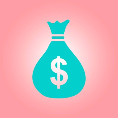 Para çantası ikonu. Dolar dolar para birimi sembolü. Düz tasarım tarzı. EPS 10.