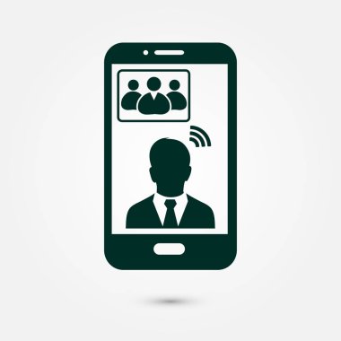 Online konferans akıllı telefon simgesi.