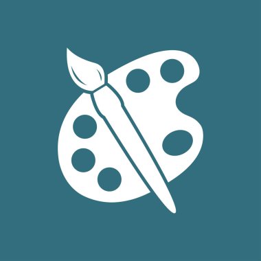 Boya fırça paleti simgesi ile. Düz tasarım stili.