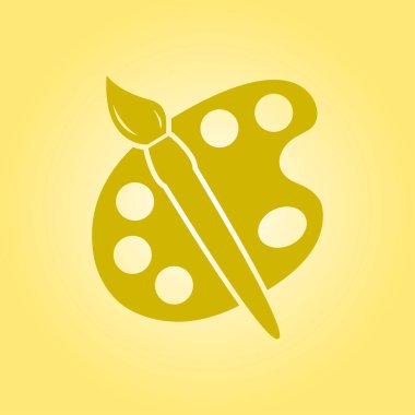 Boya fırça paleti simgesi ile. Düz tasarım stili.