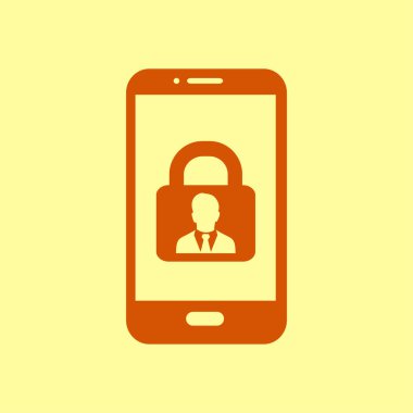 Internet güvenlik kavramı simgesi, kimlik ve koruma sembol telefon ekranında, vektör çizim 