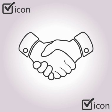 El sıkışma işareti simgesi. Başarılı iş sembolü. Düz tasarım stili.