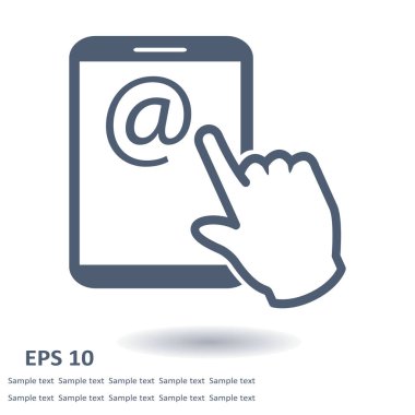 Değmek perde tablet Pc işareti simgesi. El işaretçi simgesi. Posta ekran Tablet PC.