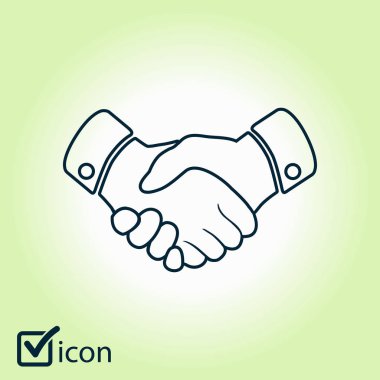 El sıkışma işareti simgesi. Başarılı iş sembolü. Düz tasarım stili.