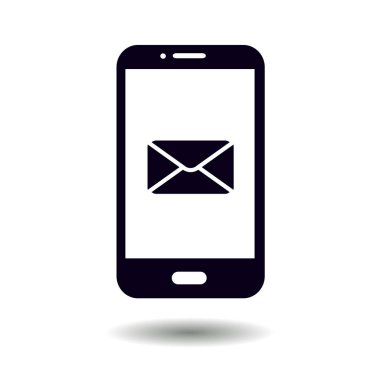 Akıllı telefon e- postası veya SMS simgesi. Mobil posta imzası simgesi.