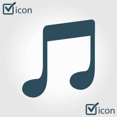 Müzik Not simgesi. Karakter dinleme şarkı. Düz tasarım stili.