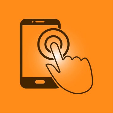 Dokunmatik ekran smartphone işareti simgesi. El işaretçi simgesi. Düz tasarım stili. Vektör Eps 10.