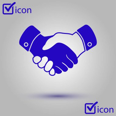 El sıkışma işareti simgesi. Başarılı iş sembolü. Düz tasarım stili.