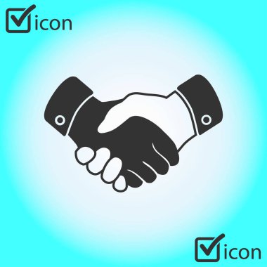 El sıkışma işareti simgesi. Başarılı iş sembolü. Düz tasarım stili.