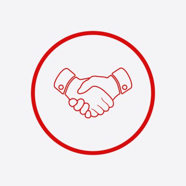 El sıkışma işareti simgesi. Başarılı iş sembolü. Düz tasarım stili.