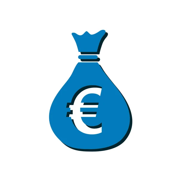 Icône Sac Argent Euro Symbole Devise Eur Style Design Plat — Image vectorielle