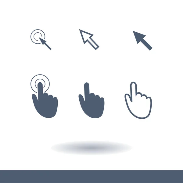 Iconos Puntero Cursor Ratón Mano Flecha Haga Clic Presionar Tocar — Vector de stock