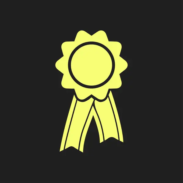 Badge Avec Icône Rubans Rosette Prix Avec Ruban Simbol — Image vectorielle