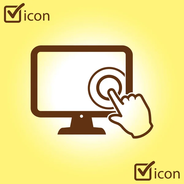 Monitor Tela Sensível Toque Icon Hand Símbolo Ponteiro — Vetor de Stock