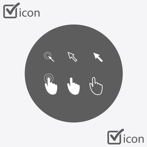 Iconos Puntero Cursor Haga Clic Presionar Tocar Acciones Estilo Plano — Vector de stock