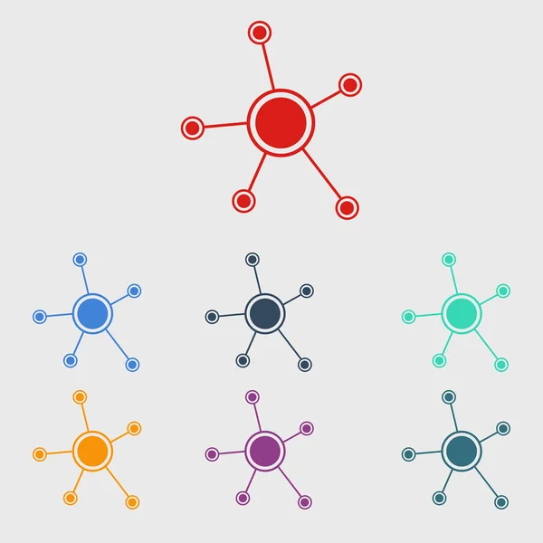 社会的なネットワークの つのアイコン グローバルな技術やソーシャル ネットワーク — ストックベクタ
