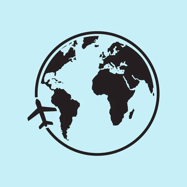 Icono Del Avión Viaje Viaje Alrededor Del Mundo — Vector de stock