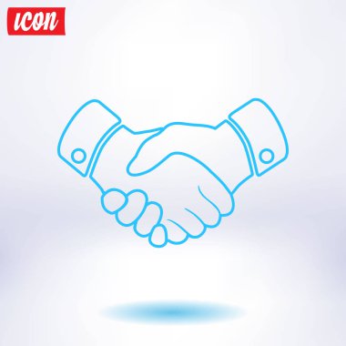 El sıkışma işareti simgesi. Başarılı iş sembolü. Düz tasarım stili.