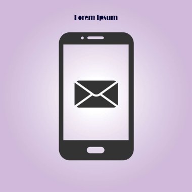 Akıllı telefon e- postası veya SMS simgesi. Mobil posta imzası simgesi.